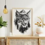 affiche lynx noir et blanc