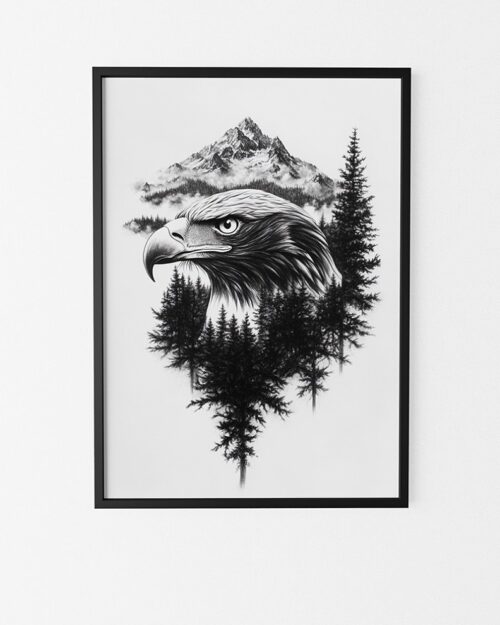 affiche aigle noir et blanc