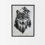 affiche loup noir et blanc