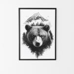 affiche ours noir et blanc