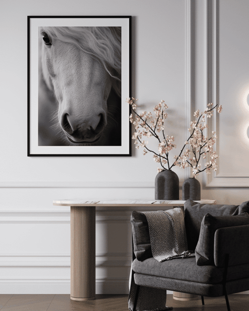 affiche cheval blanc portrait