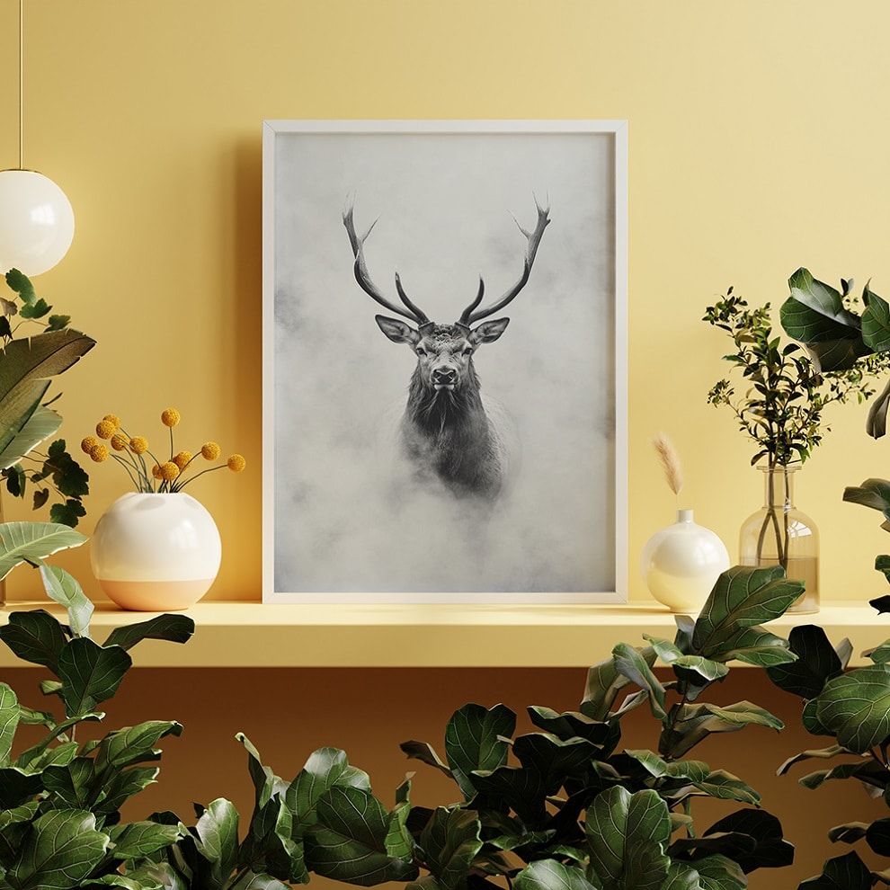 affiche cerf brume