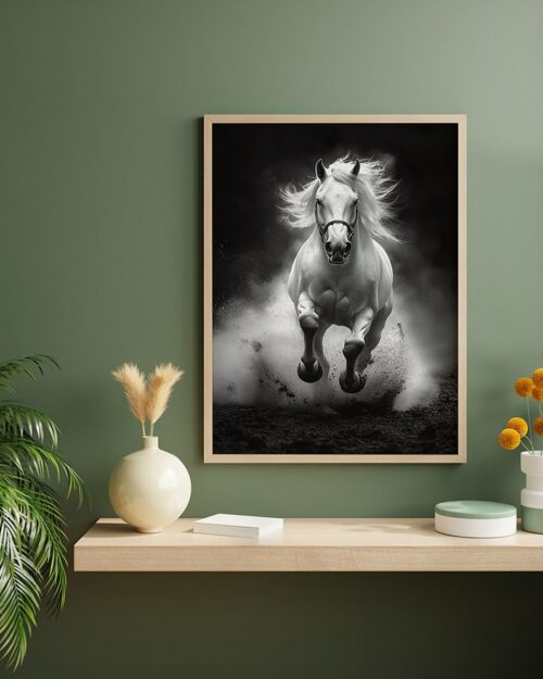 affiche cheval blanc galop