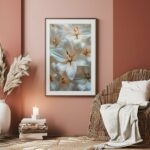 affiche fleurs blanches lys poster floral deco