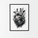 affiche girafe noir et blanc