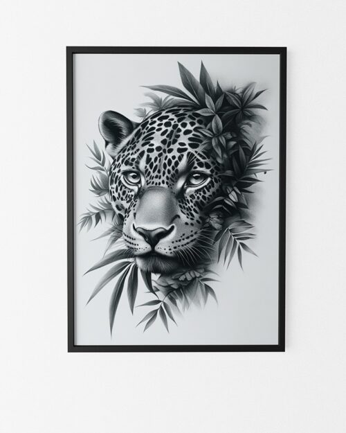 affiche jaguar noir et blanc