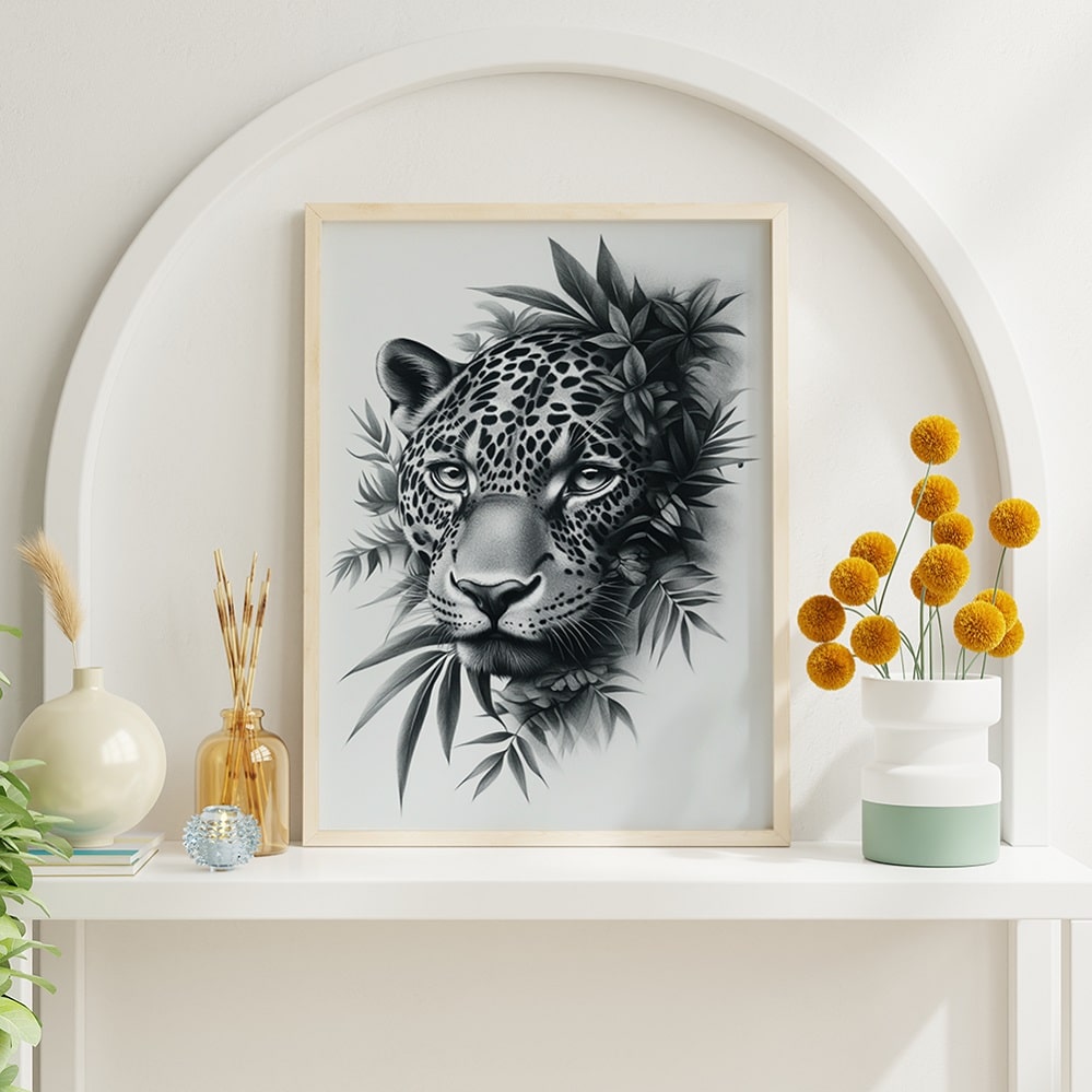 affiche jaguar style noir et blanc