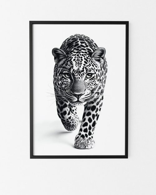 affiche leopard noir et blanc