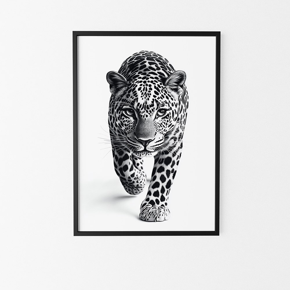 affiche leopard noir et blanc