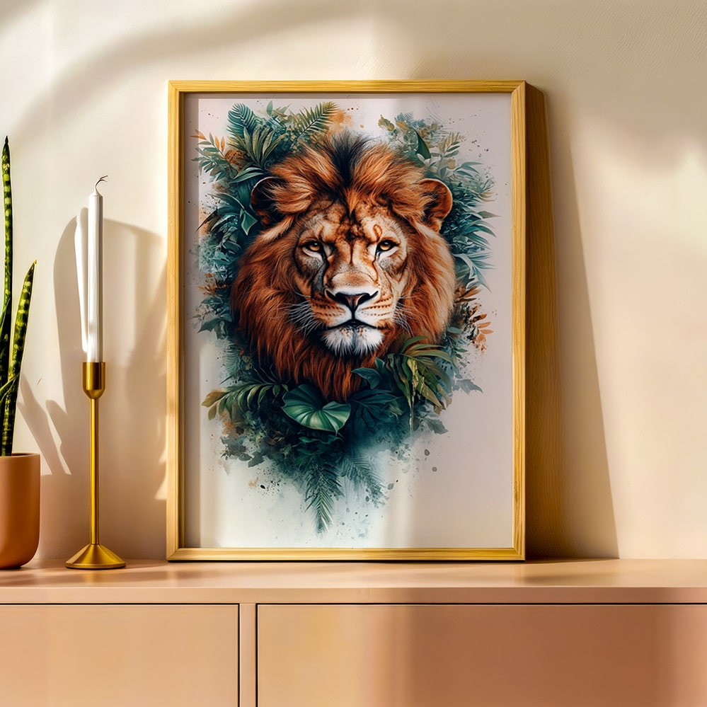 affiche lion poster couleurs eclatantes