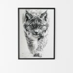 affiche lynx noir et blanc style minimaliste