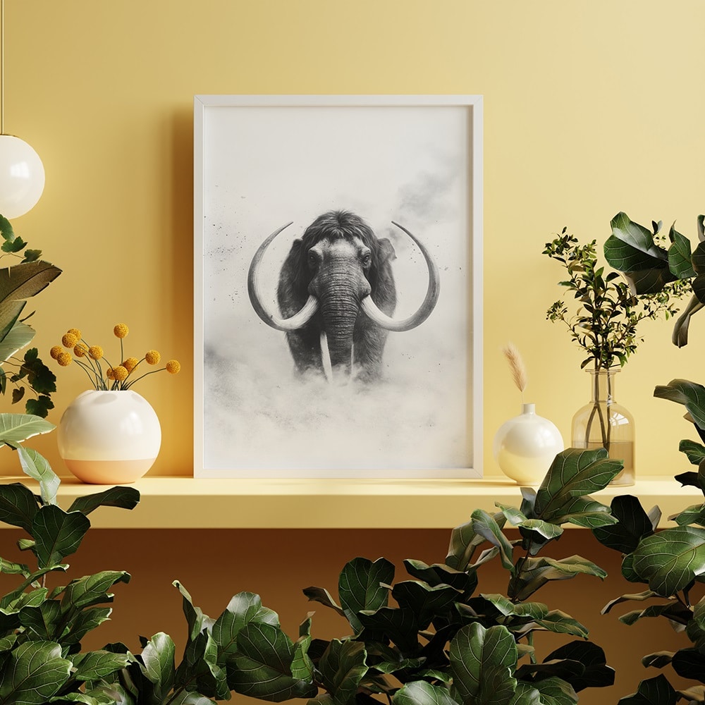 affiche mammouth noir et blanc