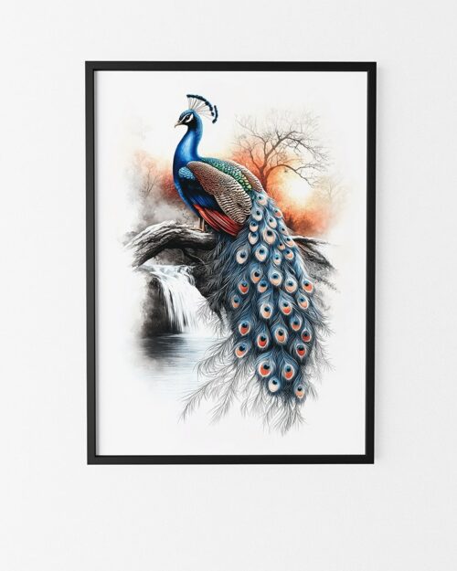 affiche paon poster tableau animalier
