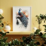 affiche paon tableau deco
