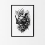 affiche rhinoceros noir et blanc