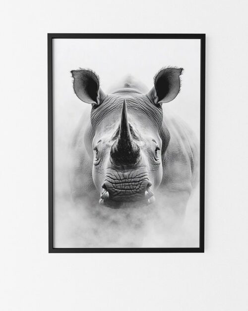 affiche rhinocéros style noir et blanc