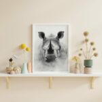 affiche rhinoceros style noir et blanc tableau