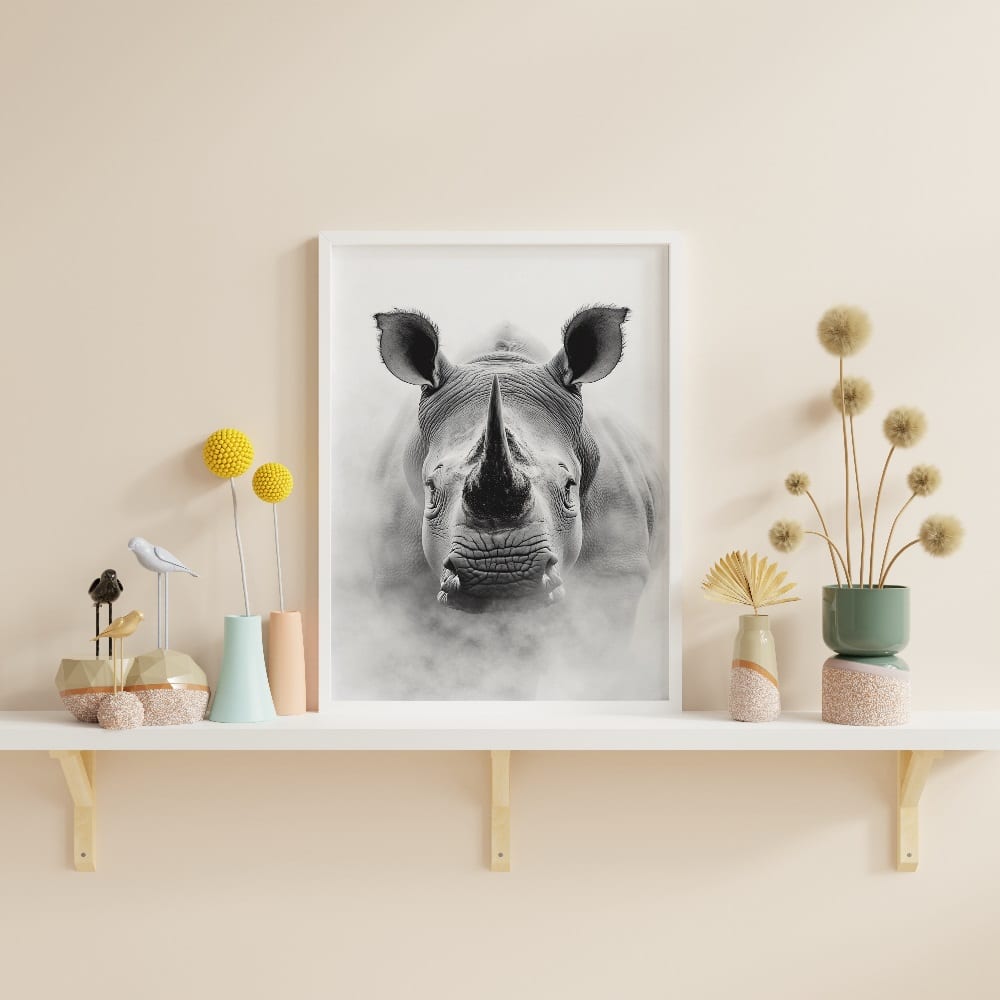 affiche rhinoceros style noir et blanc tableau