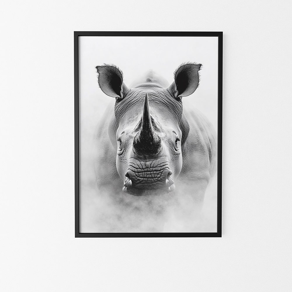 affiche rhinocéros style noir et blanc