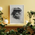 affiche singe style noir et blanc