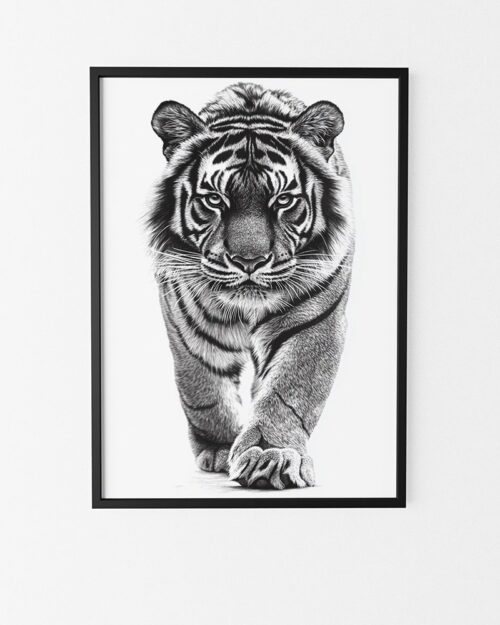 affiche tigre noir et blanc style