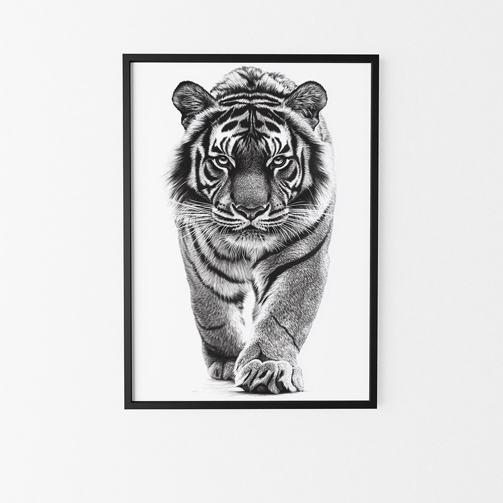 affiche tigre noir et blanc style