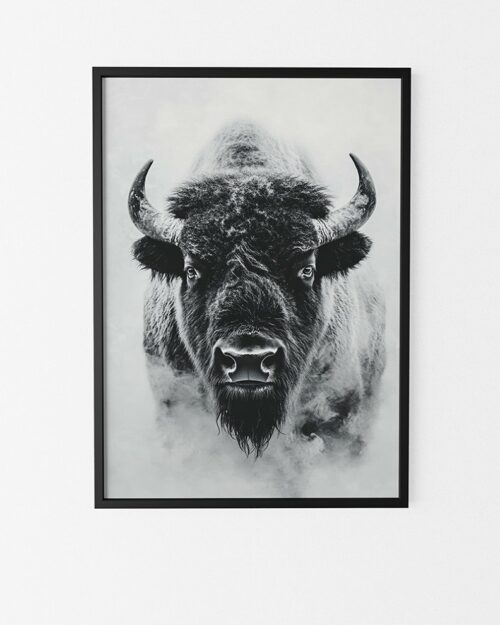 cadre noir bison affiche murale