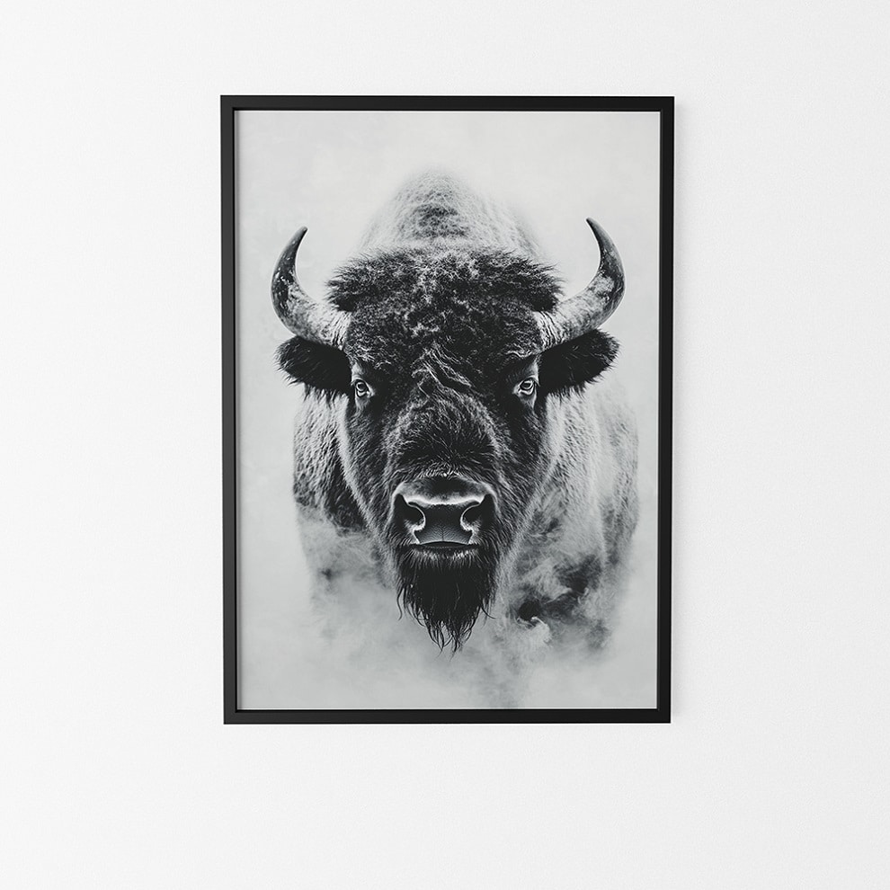 cadre noir bison affiche murale