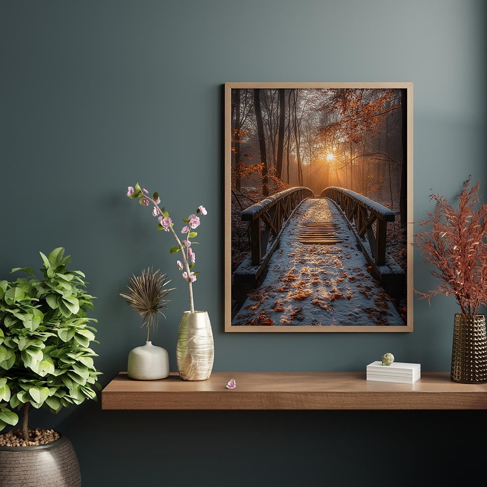 poster pont automne paysage nature