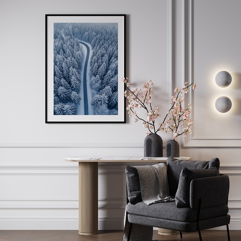 poster route neige affiche hiver