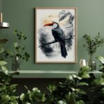 tableau toucan noir et blanc style exotique