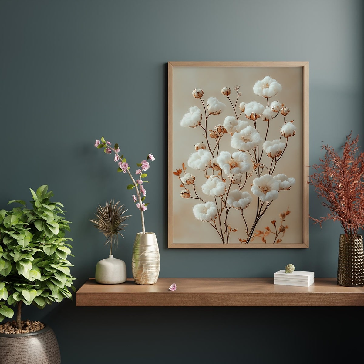 affiche florale poster fleurs de coton
