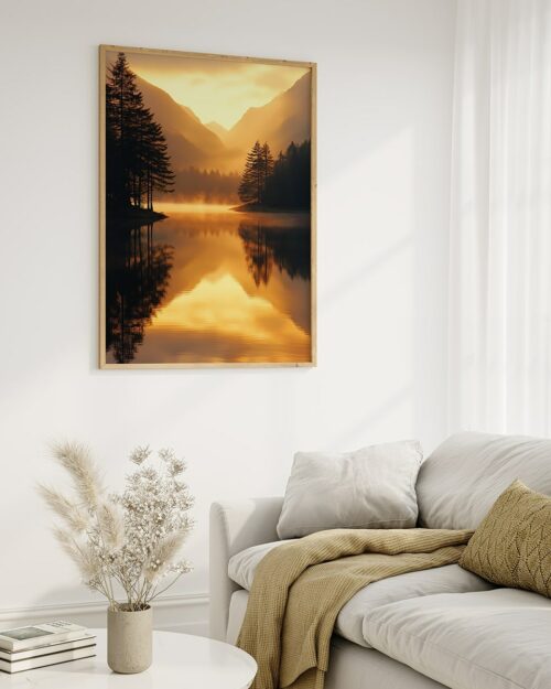 affiche lac paysage poster coucher de soleil