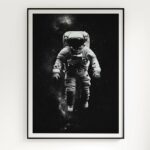poster astronaute noir et blanc deco astronomie