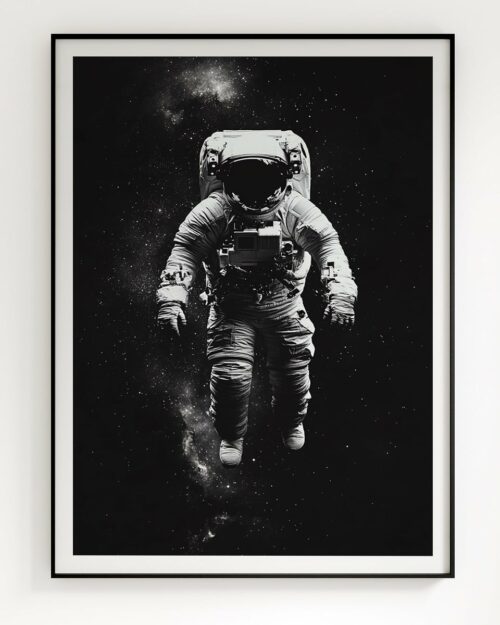 poster astronaute noir et blanc deco astronomie