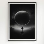 poster astronaute style astronomie noir et blanc