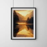 poster lac coucher de soleil nature