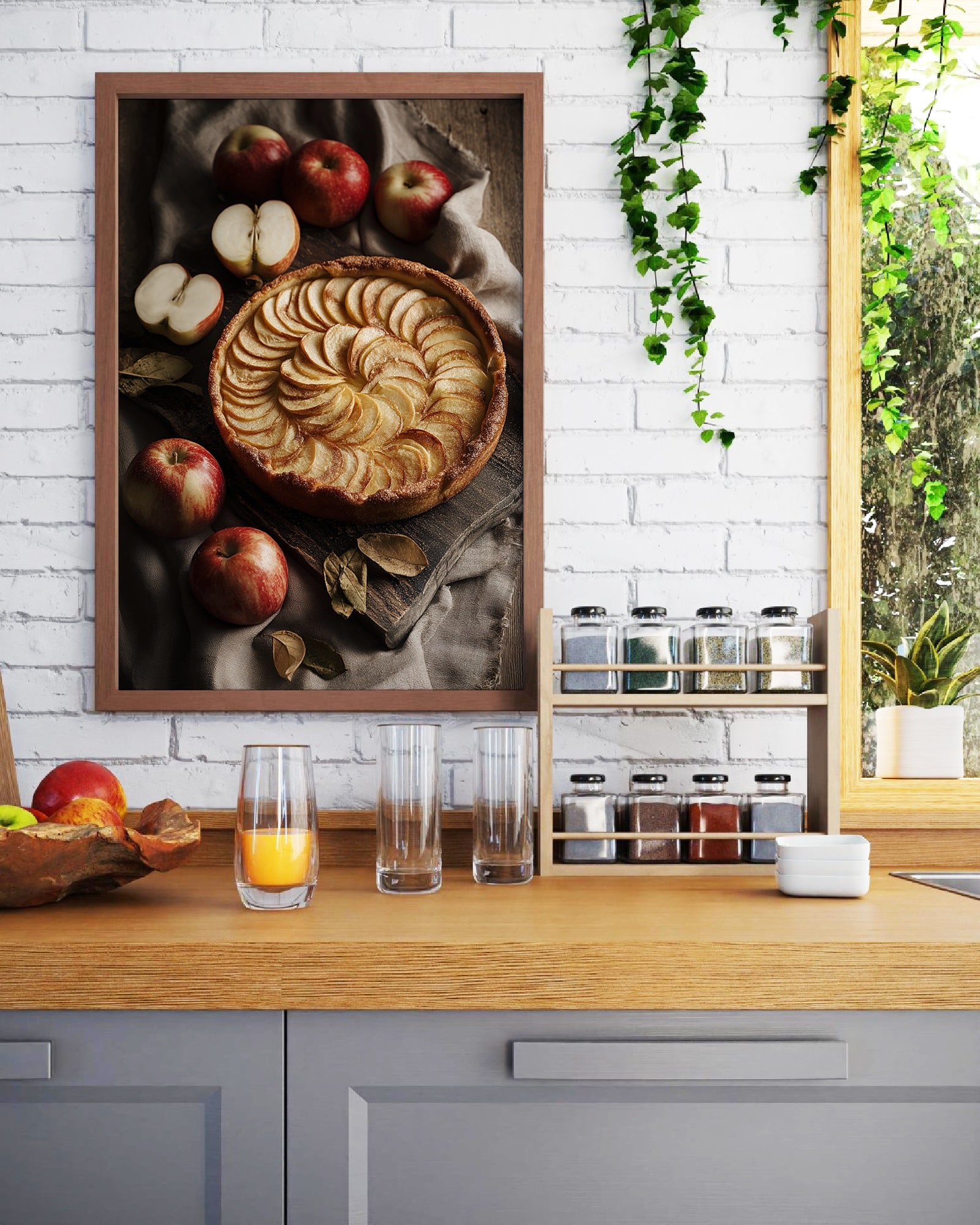 affiche cuisine poster tarte aux pommes